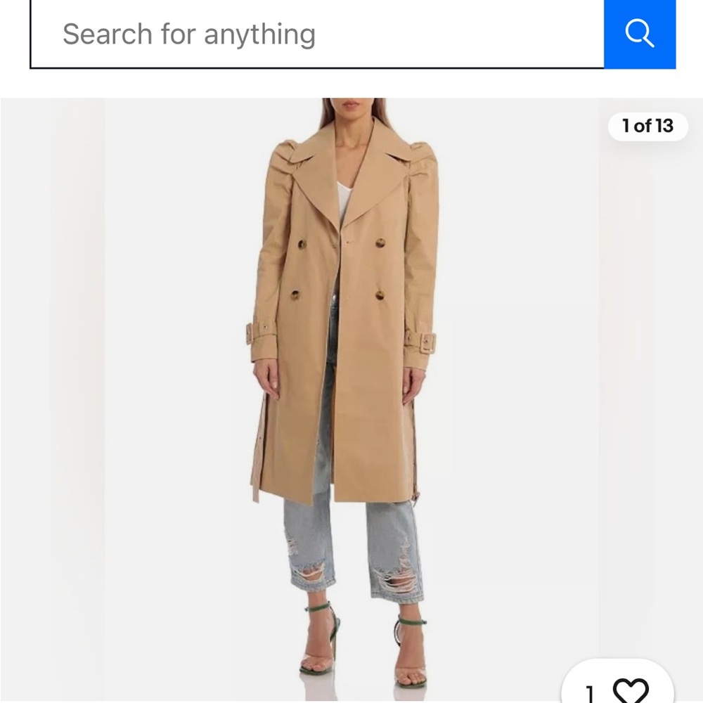 Avec le filles cotton puff sleeve double Breast trench coat
